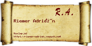 Riemer Adrián névjegykártya